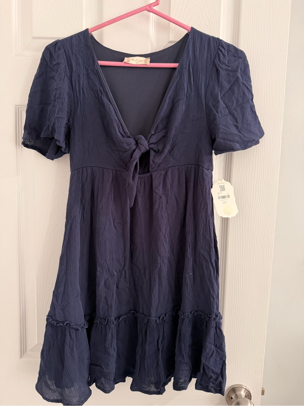 Altar'd State Navy Textured Tiered Dress